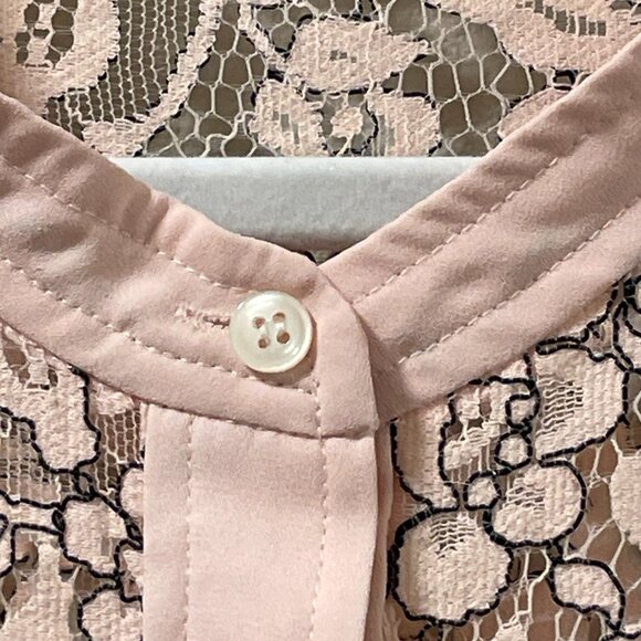 (NEW) J. CREW Button Down Lace Blouse W/Cami Style#J8168, Pink/Black - 14 - Picture 7 of 13